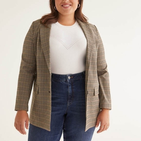 Vintage Embassy Square | Tan Houndstooth Plaid Men's Blazer - Picture 1 of 11